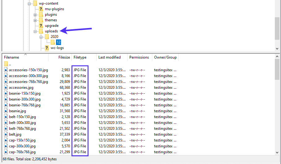 uloads-mappen indeholder dit mediebiblioteks billeder, videoer og mere