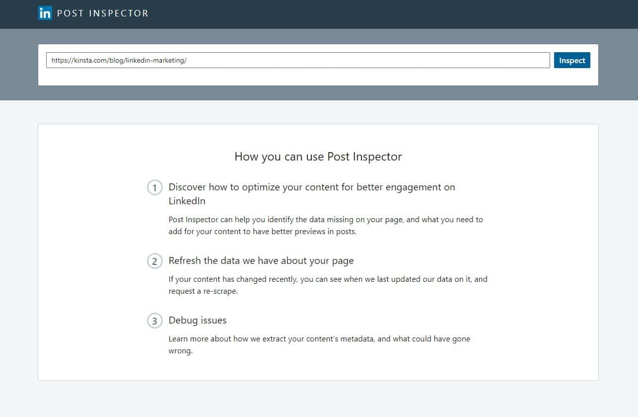 Nouvelle URL pour le Post Inspector