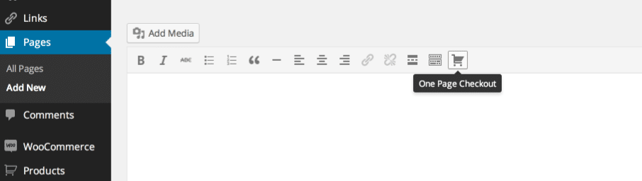 El icono de la extensión de One Page Checkout en el editor de WordPress