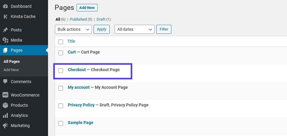 pages woocommerce checkout
