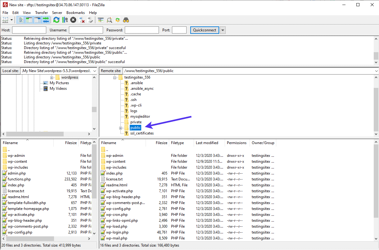 Udskift WordPress Core-filer via FTP