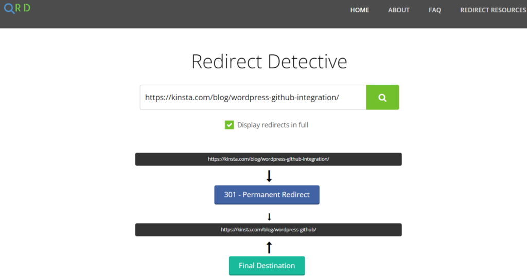 The Redirect Detective tool