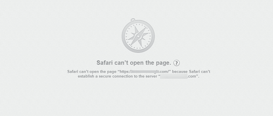 Erro no navegador Safari