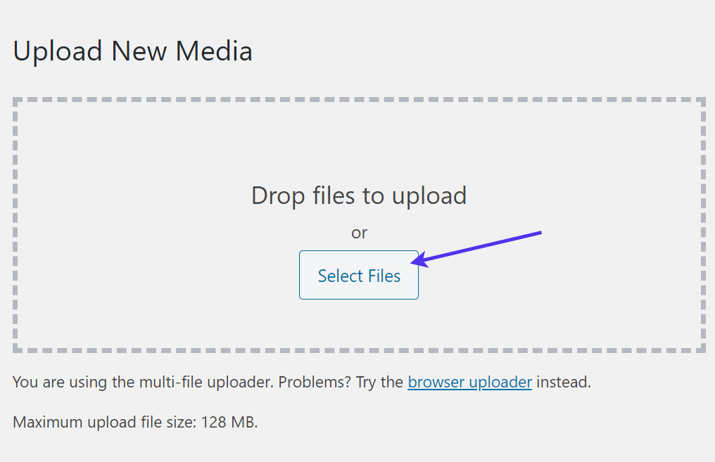 Upload media files to your WordPress site.