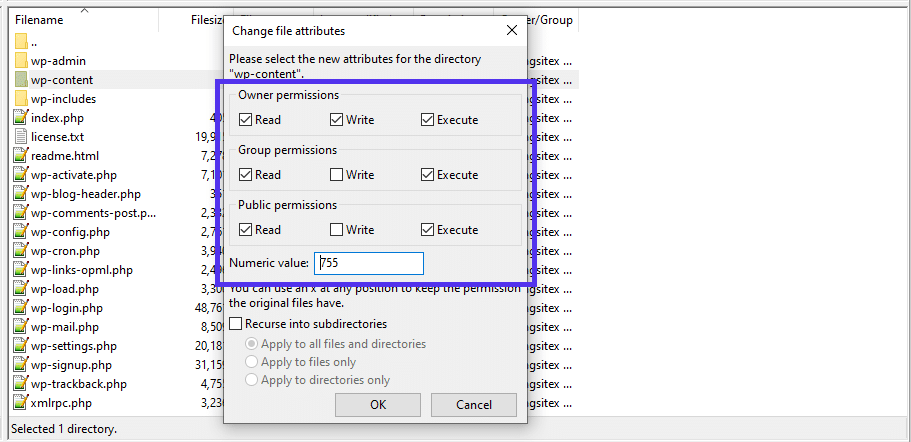 File permissions can be specified by providing a numeric value.