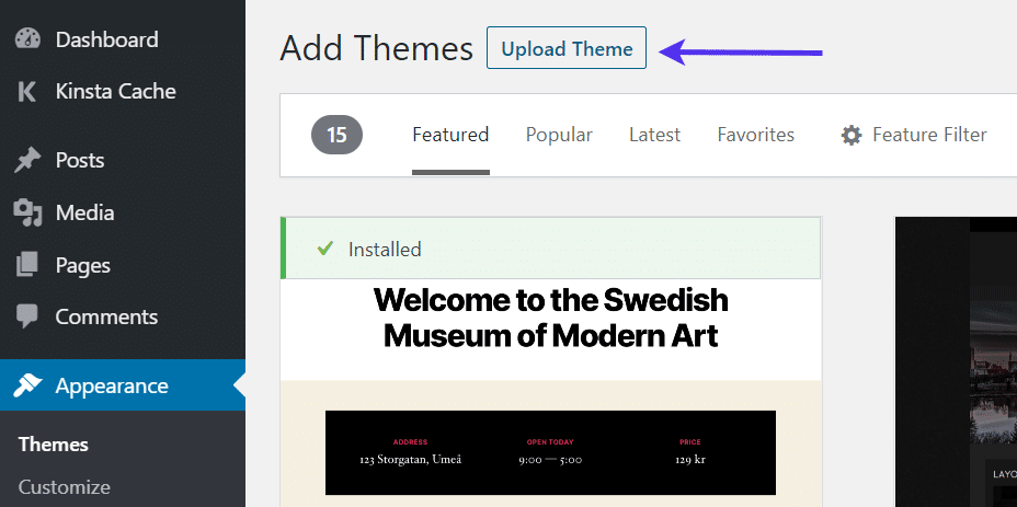 Uploading a child theme in WordPress