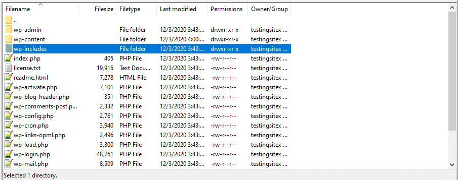 Le répertoire wp-includes contient les dépendances de WordPress.