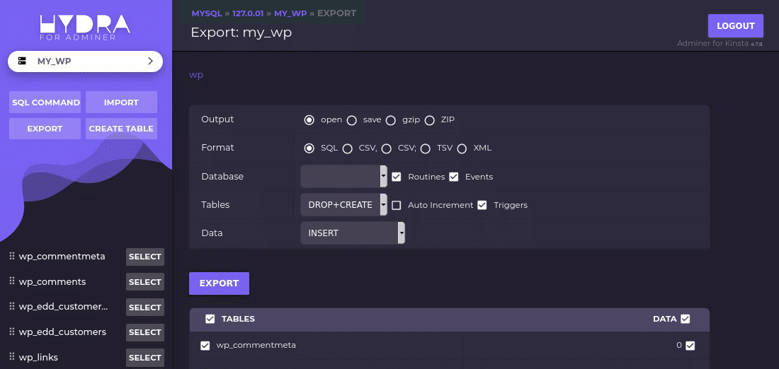 Adminer komplett neu gestalten mit seinen Themes