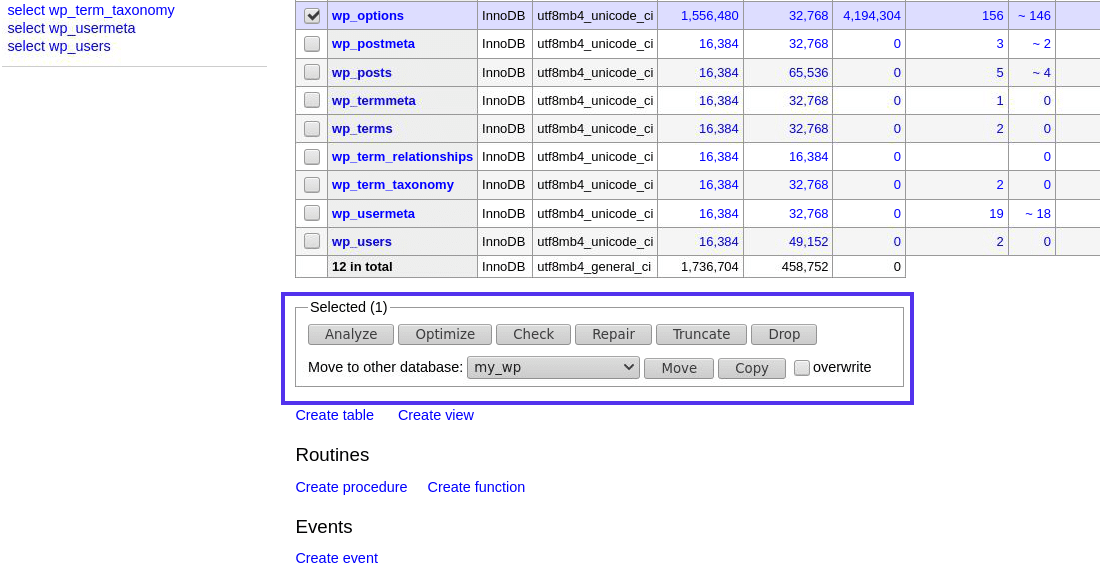 Adminer permette di eseguire facilmente operazioni SQL sulle tabelle