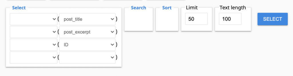 Adminer select data