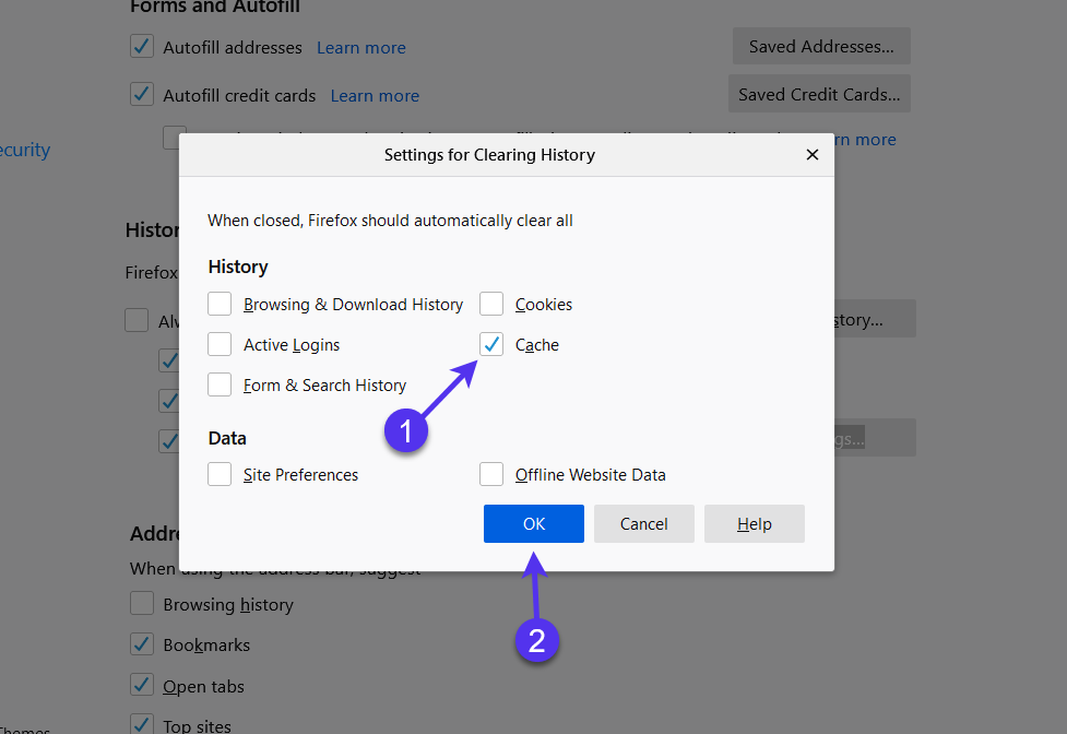 Activez l'option « Cache » et cliquez sur « OK ».