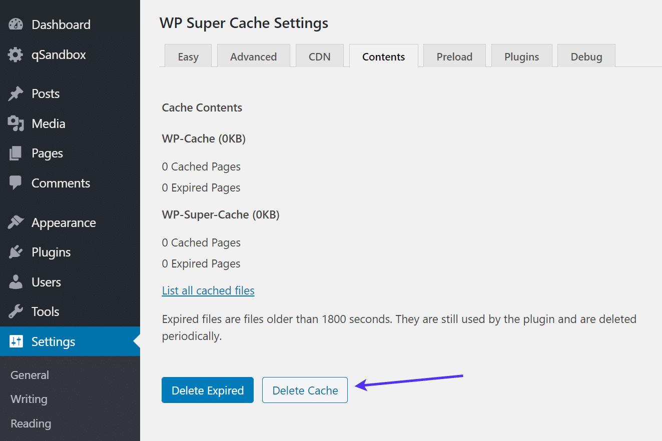 Configuración de WP Super Cache