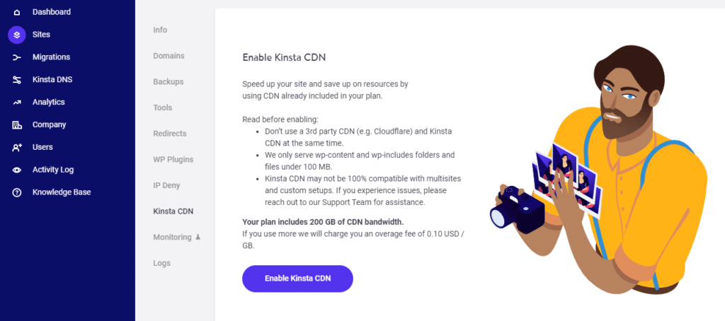 Abilitare il CDN in MyKinsta