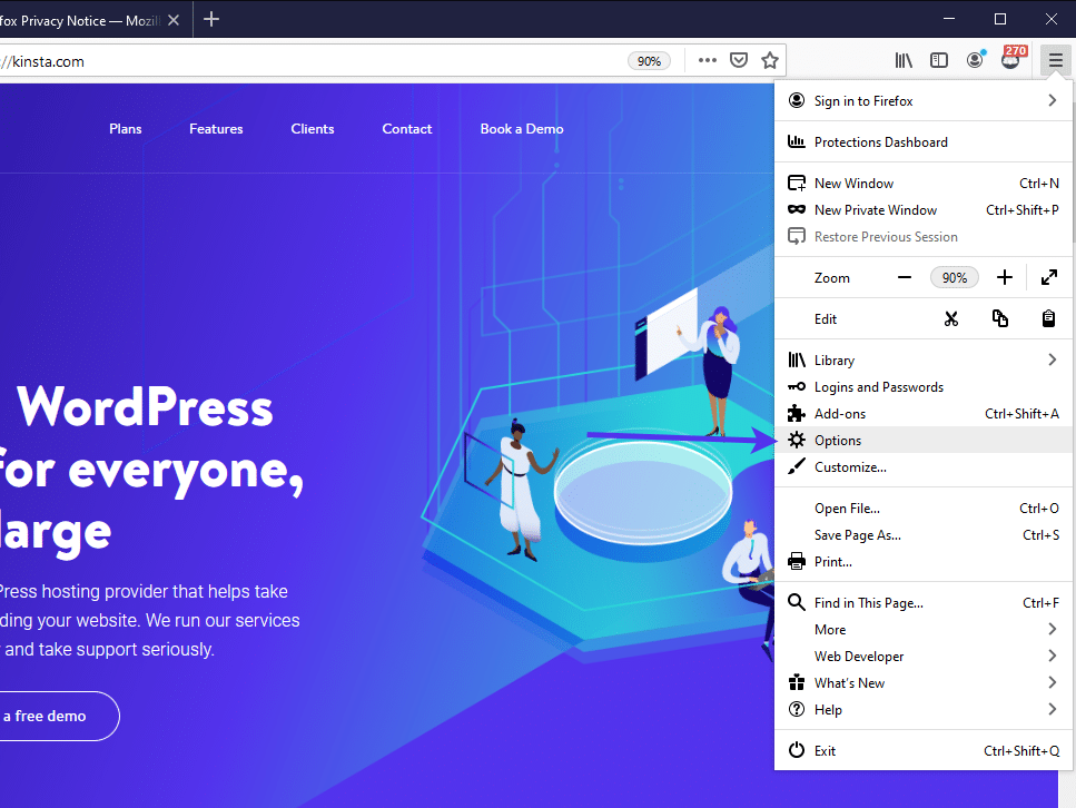 Firefox's Options settings
