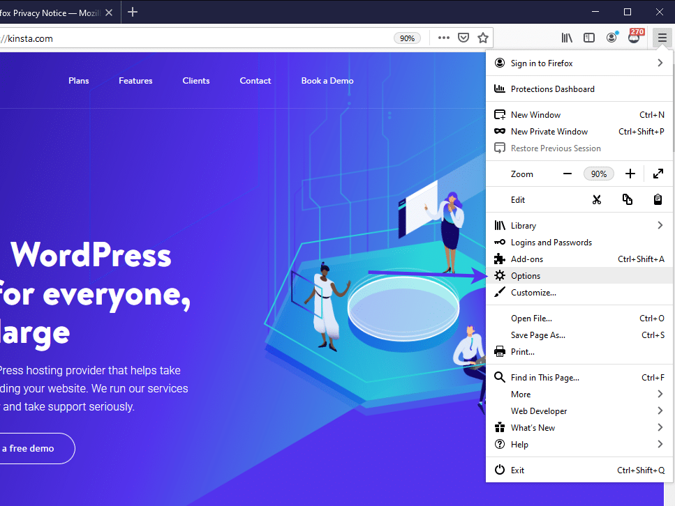 Impostazioni delle preferenze di Firefox