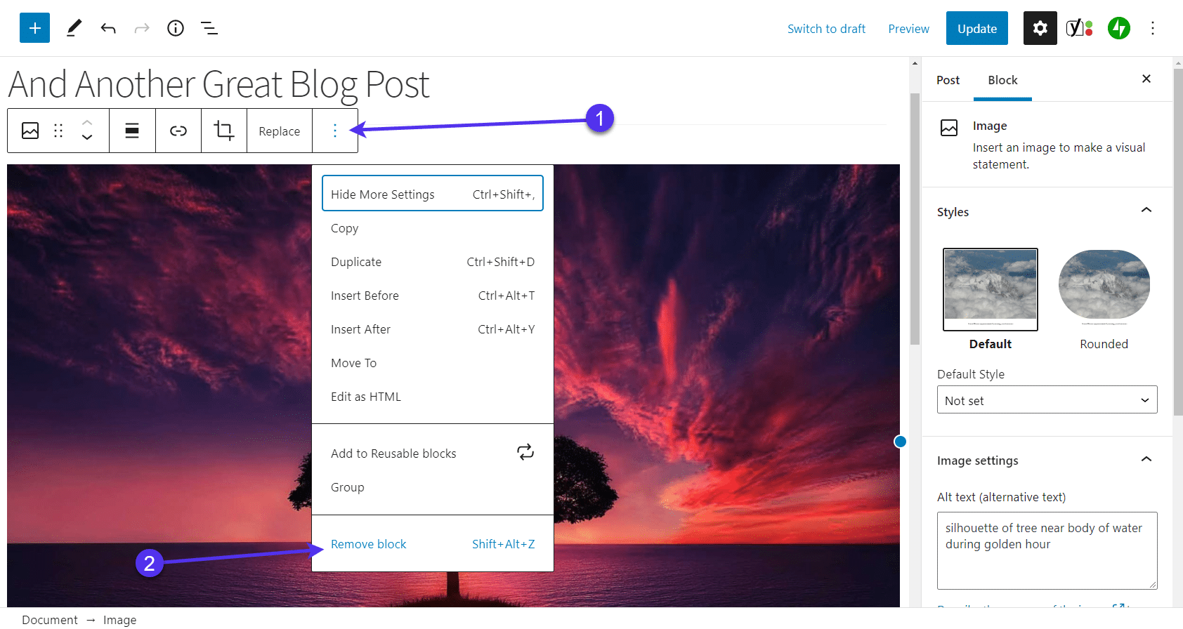 Mostrar más ajustes haciendo clic en el icono de tres puntos