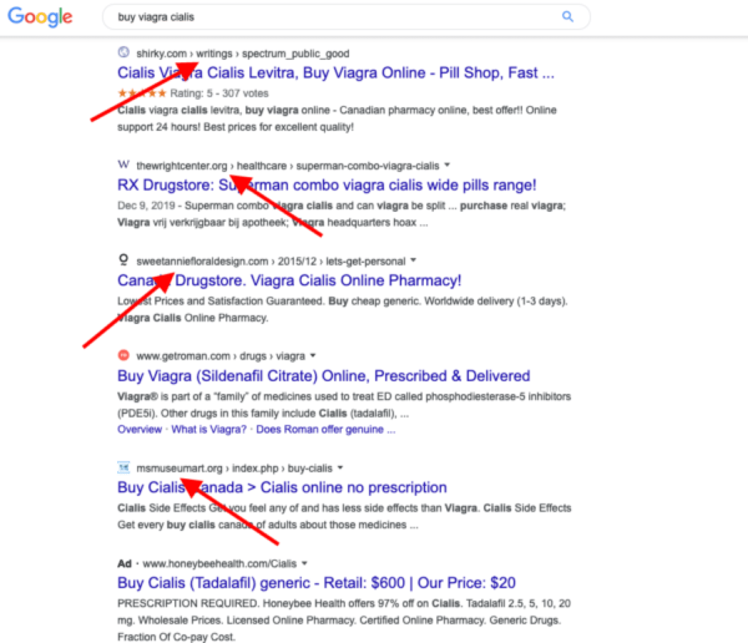 An example of SEO spam in Google