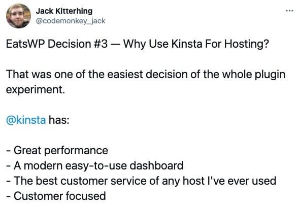 Jack Kitterhing sull'hosting Kinsta