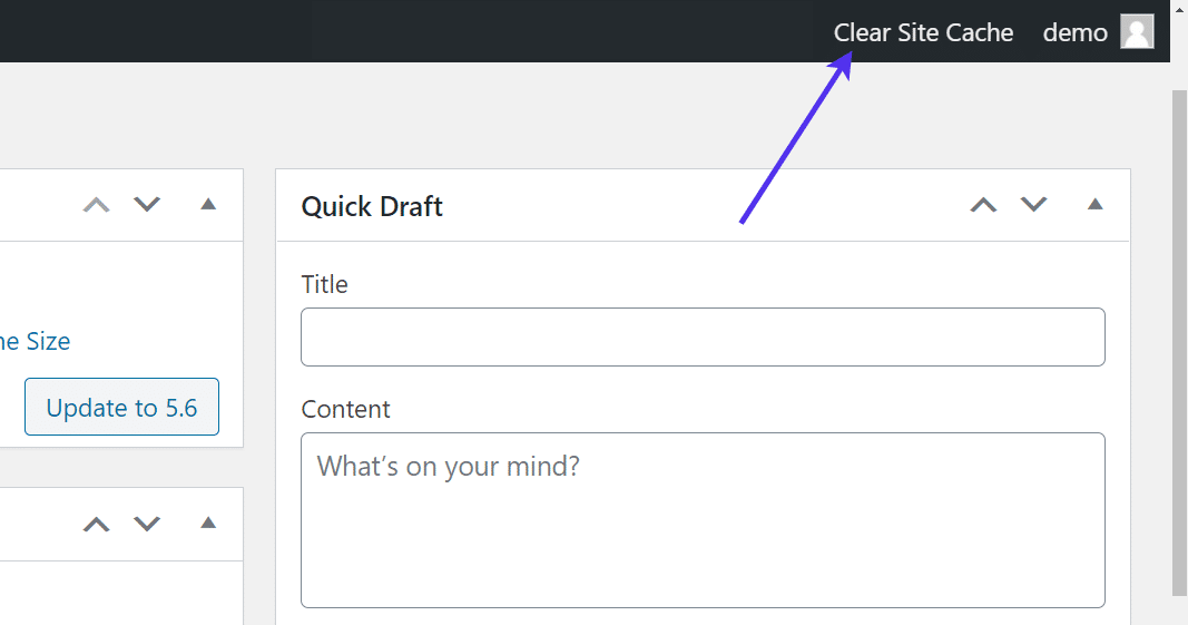 The 'Clear Site Cache' button