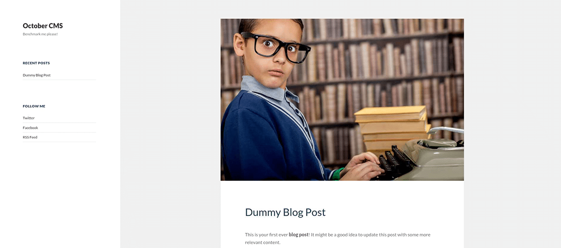 The tested OctoberCMS blog page