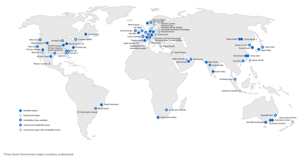 Microsoft Azure Cloud Regional Network (Fonte: Microsoft)