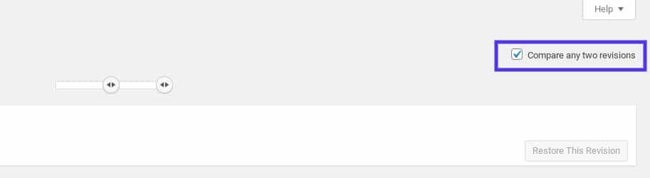 The option to compare WordPress revisions.