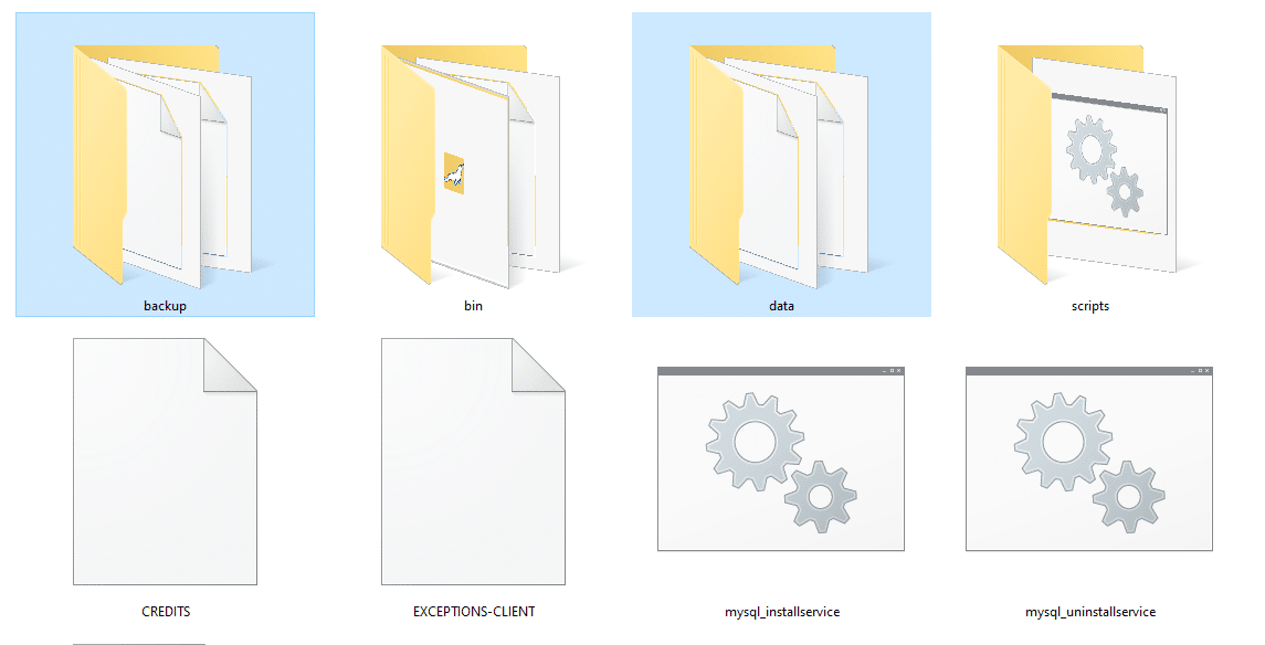 Le répertoire MySQL de XAMPP.