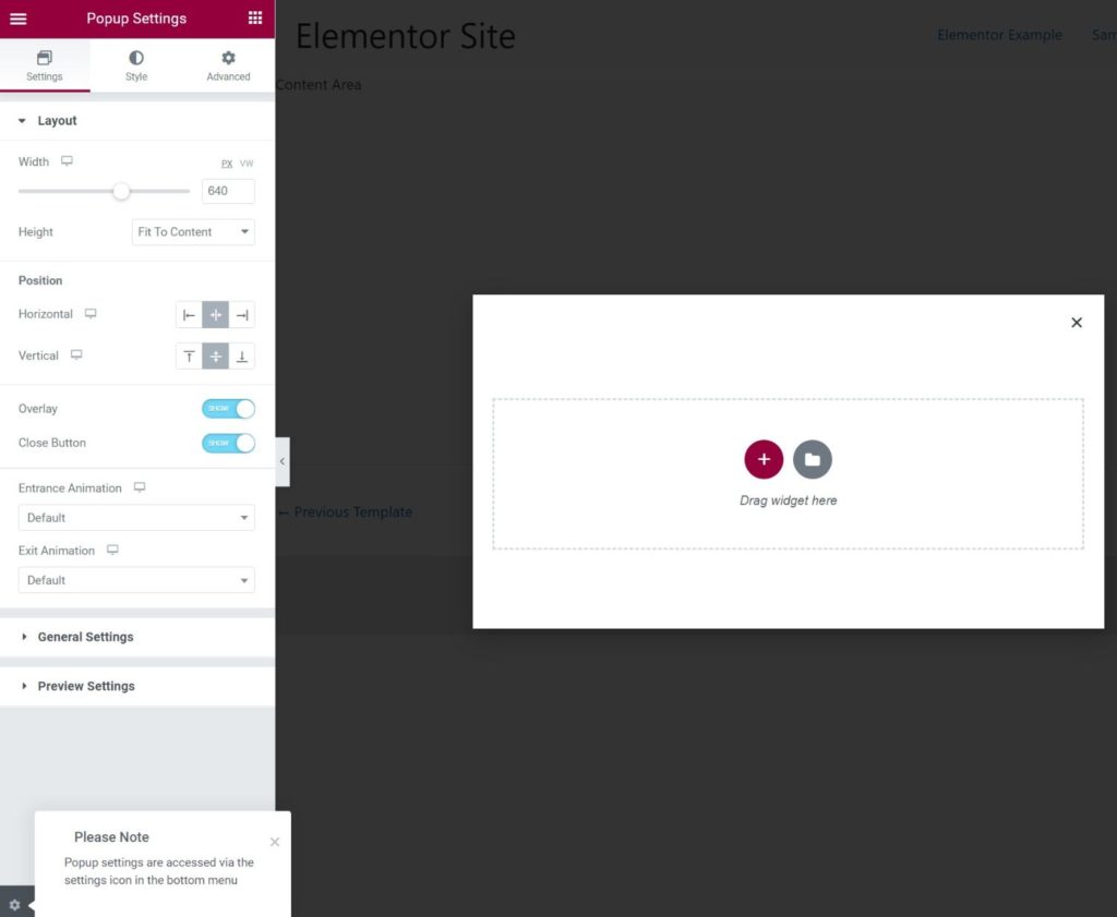 De Elementor popup builder feature