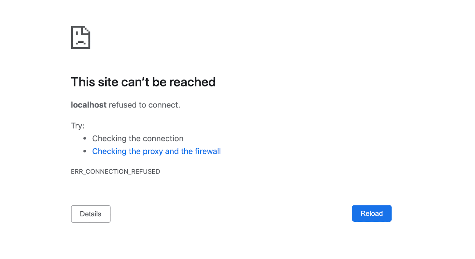 Die ERR_CONNECTION_REFUSED Seite in Chrome