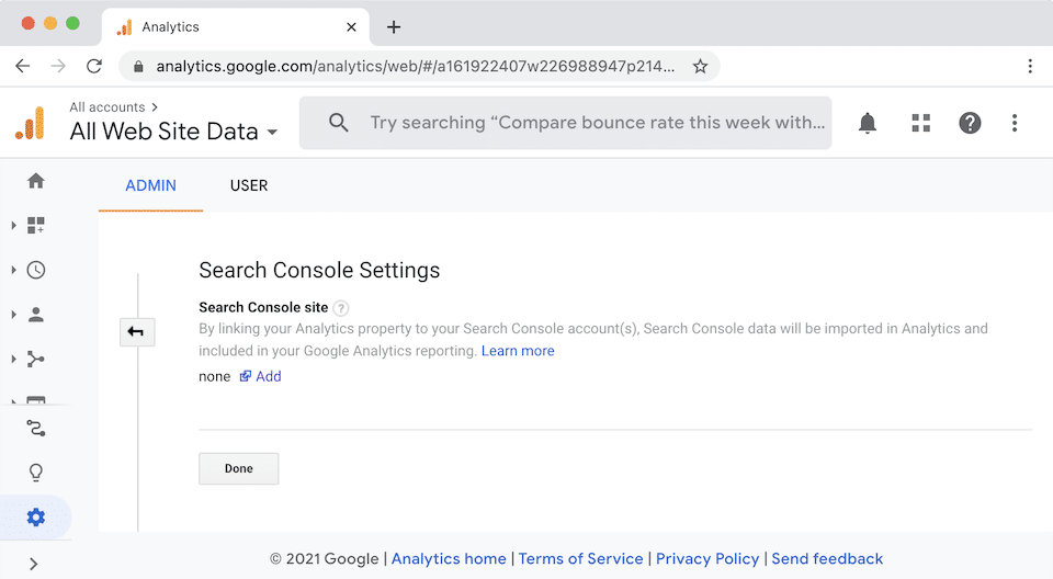 Link Google Analytics and Google Search Console