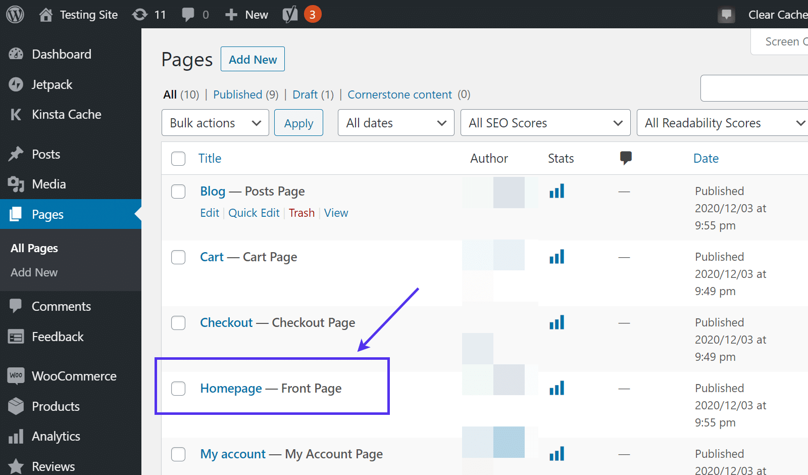 Modifier la « page d'accueil »