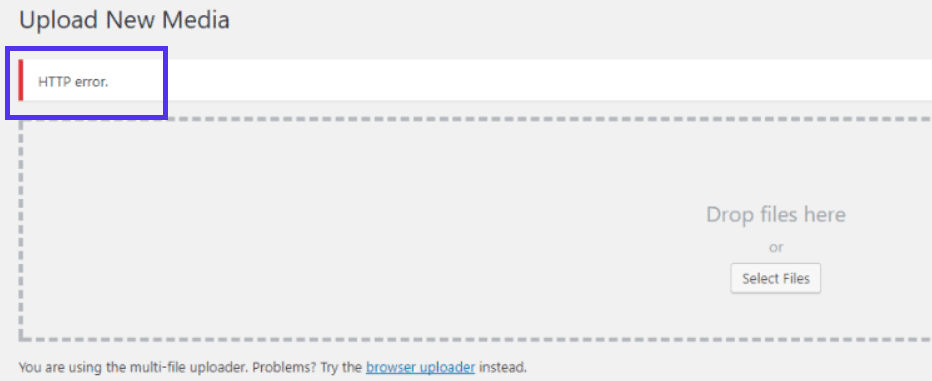 HTTP error while uploading new media