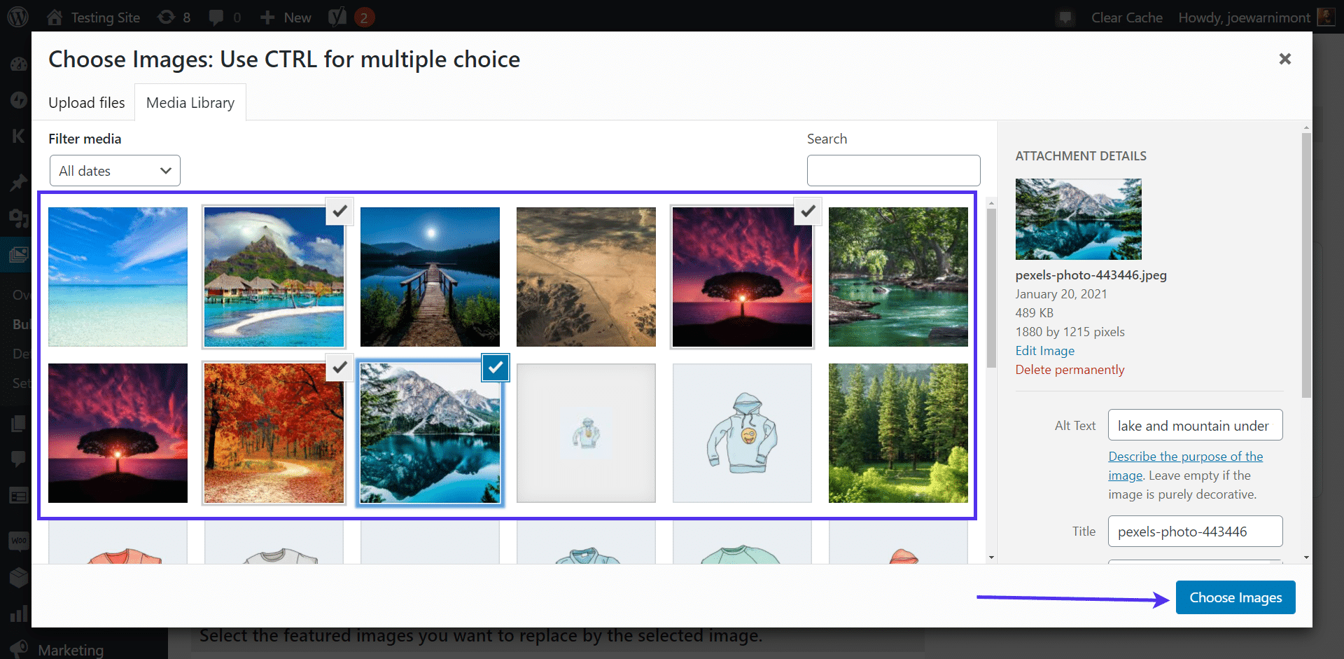 Choisissez les images à modifier en masse