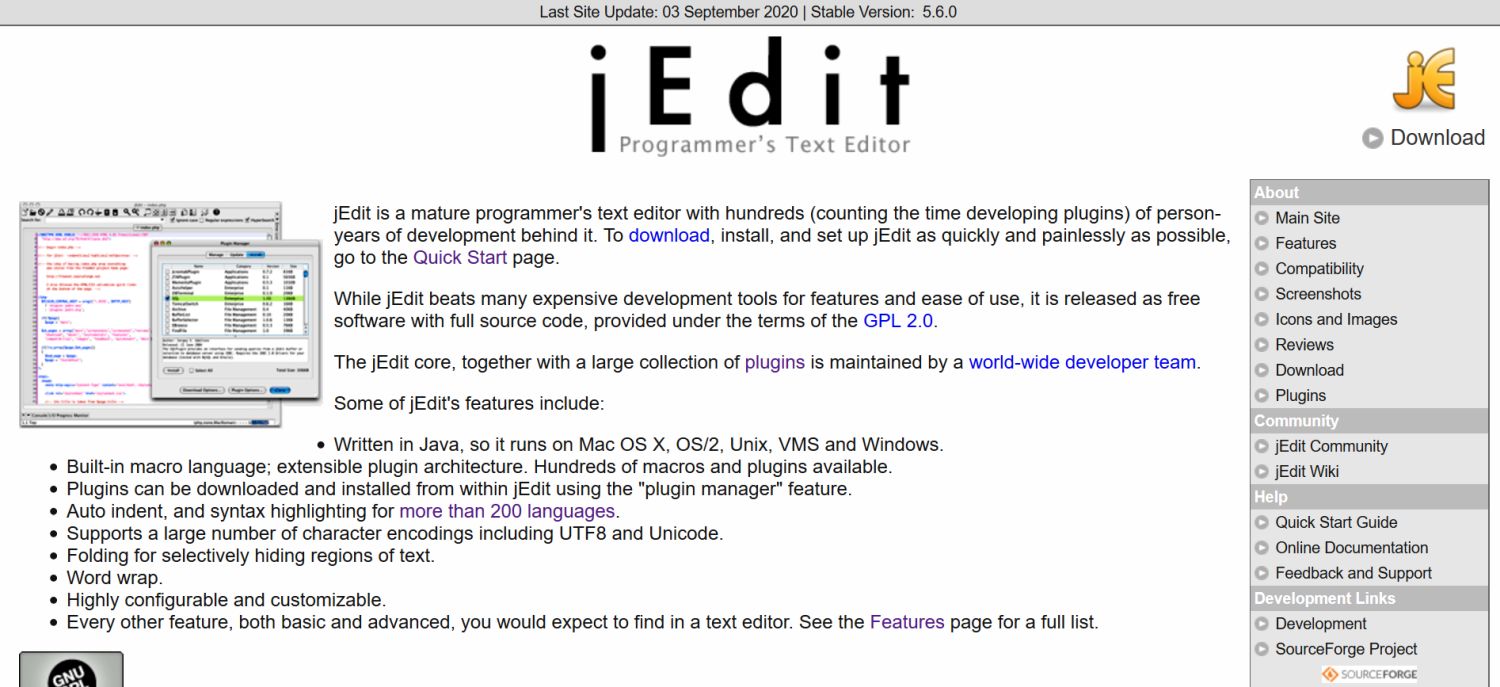 jedit text editor plugins