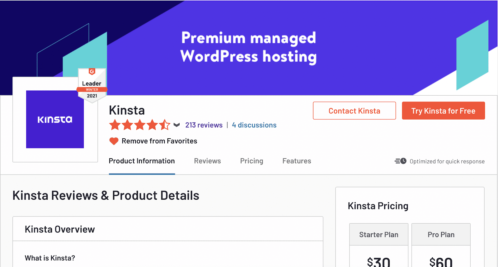 Profilo G2 di Kinsta