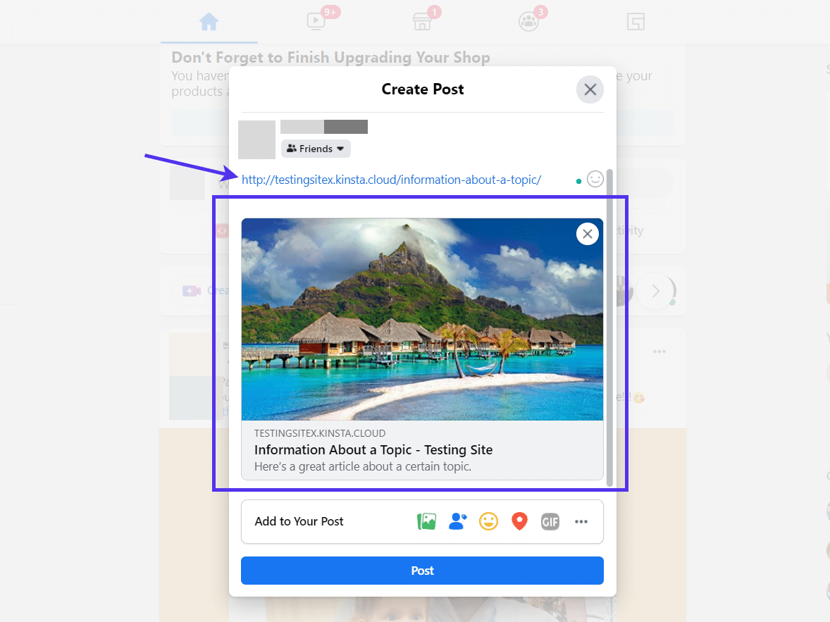 Facebookの投稿に表示されるアイキャッチ画像