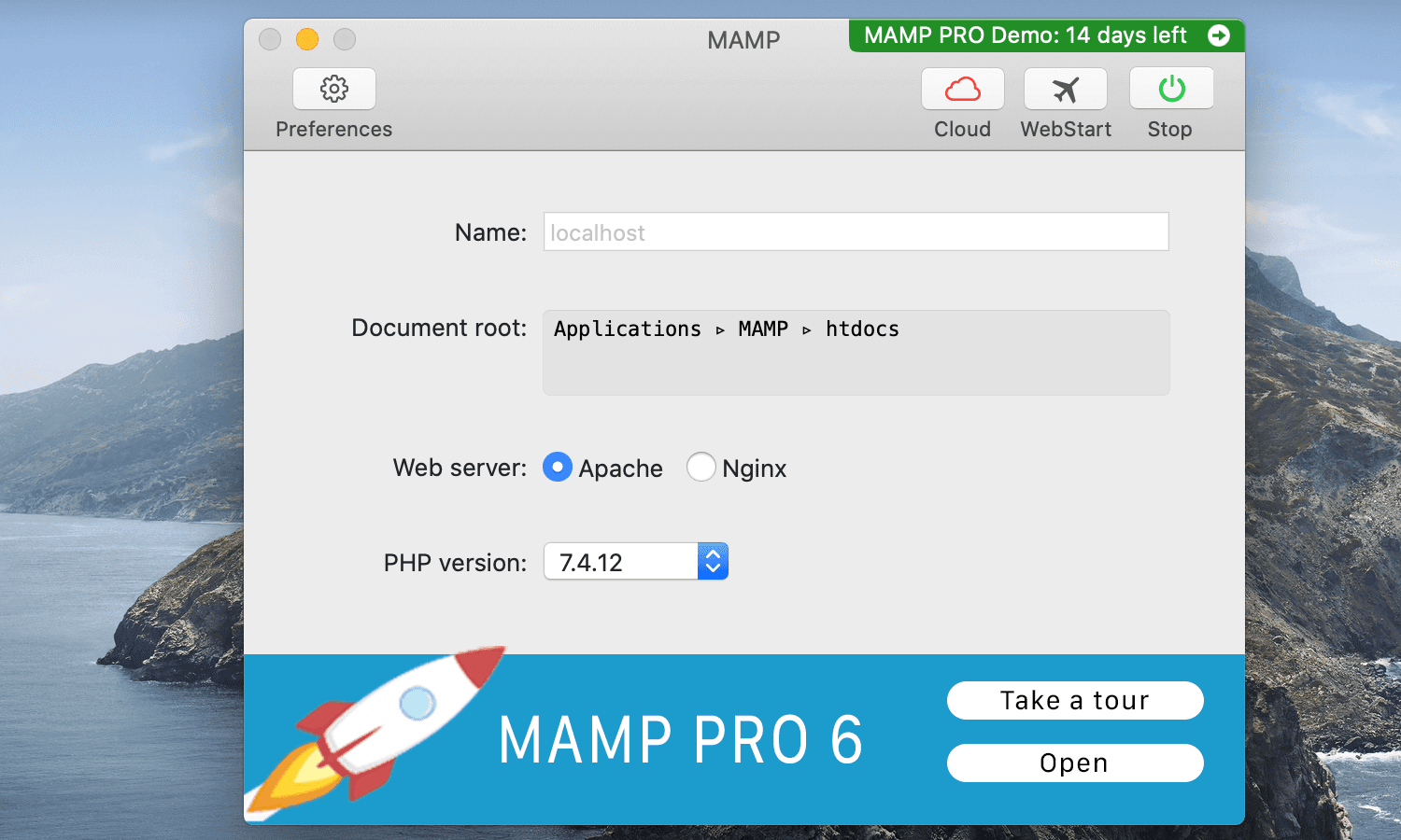 default mamp phpmyadmin address