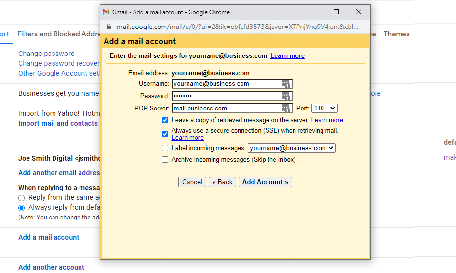 POP3 settings