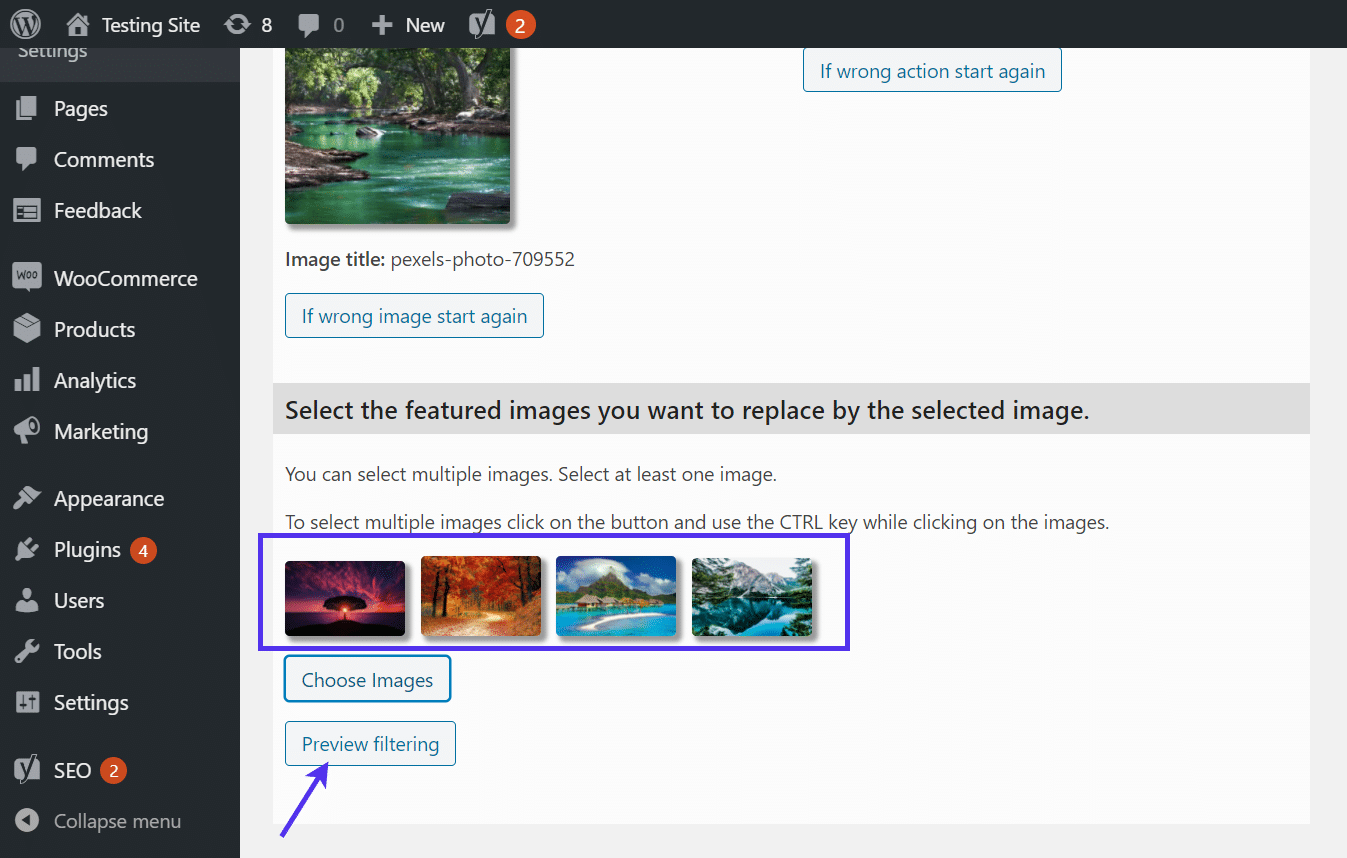 Select the 'Preview filtering' option