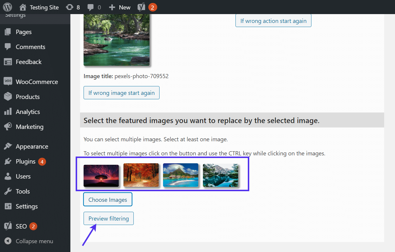 Selecteer "Preview Filtering"