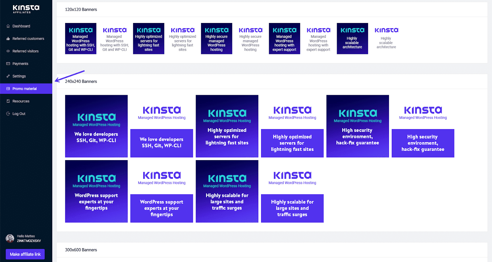 Exemplo de banners Kinsta que você pode escolher