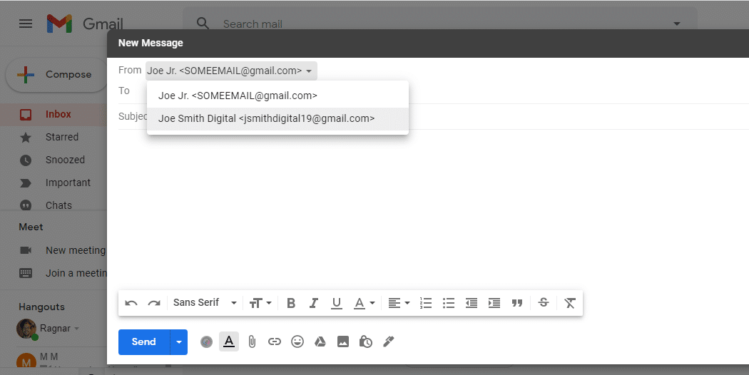 Direcciones múltiples "de" de Gmail