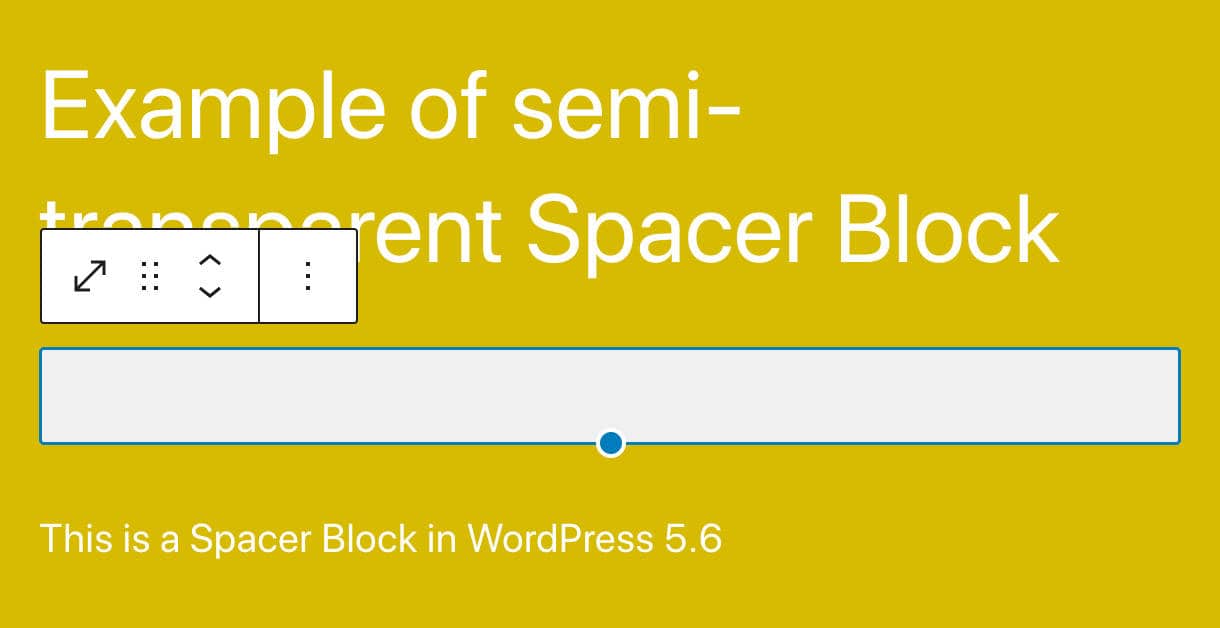 Een ondoorzichtig Spacer blok in WordPress 5.6