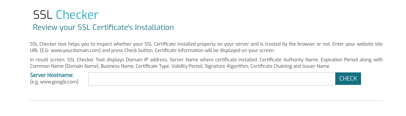 Das AboutSSL.com SSL Checker Tool.