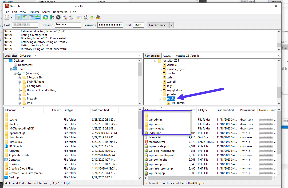 Trovare la cartella root di base del vostro sito.