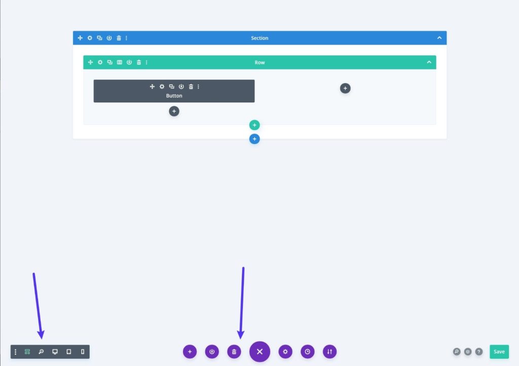 De Divi instellingenbalk en wireframe view