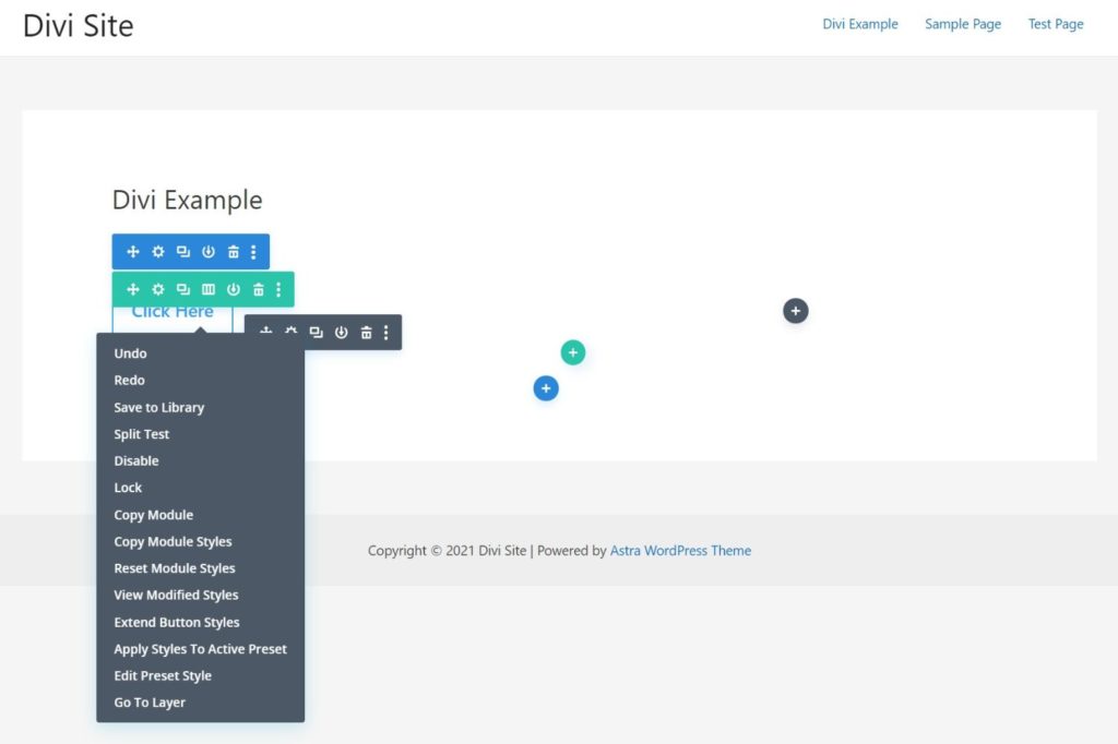 Right-click in Divi
