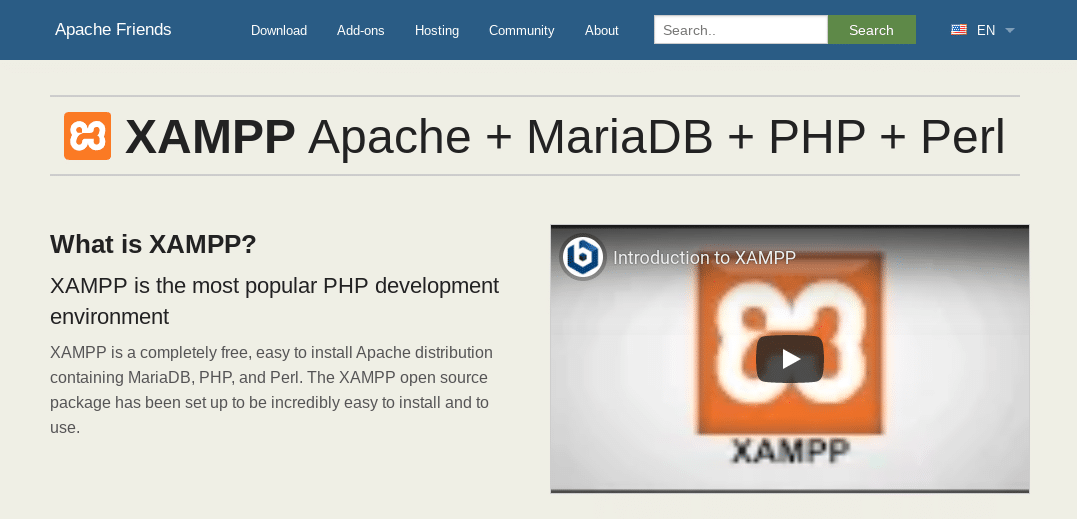 Il sito web di XAMPP