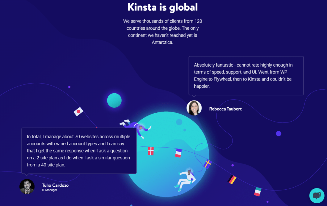 Ein Beispiel für ein Hintergrundbild auf der Webseite von Kinsta