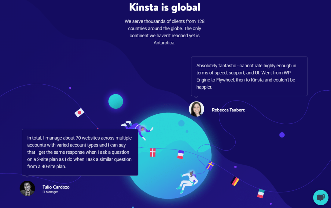 Um exemplo de imagem de fundo no site da Kinsta